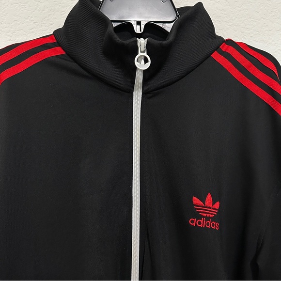 Adidas Black Track Jacket with Red Stripes - Picture 2 of 7